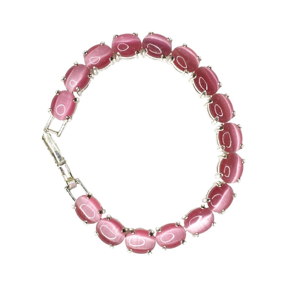 Vintage Avon Silver Tone Faux Sapphire Gemstones Segmented Bracelet 7"